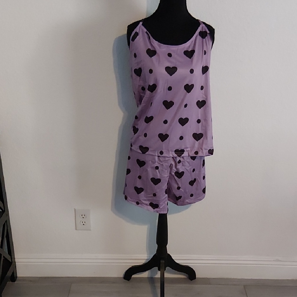 Purple Heart Print Women's Sleepwear Set